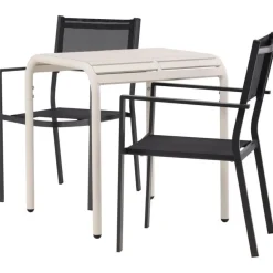 Venture Home Parvekeryhmä , 70x70cm beige Borneo-pöytä + 2 mustaa Copacabana-tuolia
