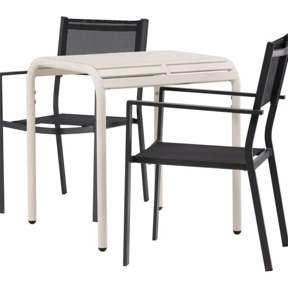 Venture Home Parvekeryhmä , 70x70cm beige Borneo-pöytä + 2 mustaa Copacabana-tuolia