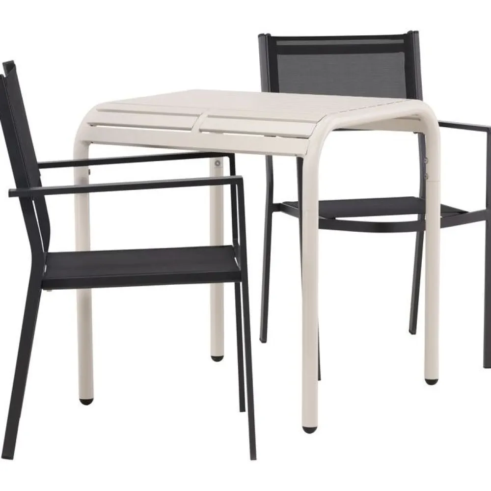 Venture Home Parvekeryhmä , 70x70cm beige Borneo-pöytä + 2 mustaa Copacabana-tuolia
