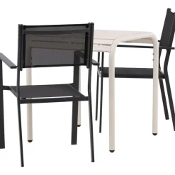 Venture Home Parvekeryhmä , 70x70cm beige Borneo-pöytä + 2 mustaa Copacabana-tuolia