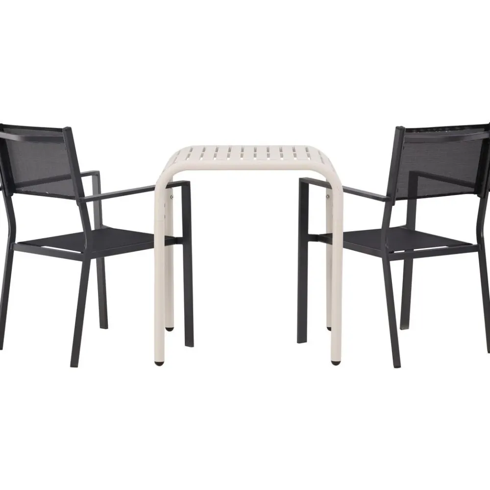 Venture Home Parvekeryhmä , 70x70cm beige Borneo-pöytä + 2 mustaa Copacabana-tuolia