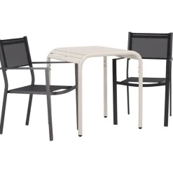 Venture Home Parvekeryhmä , 70x70cm beige Borneo-pöytä + 2 mustaa Copacabana-tuolia