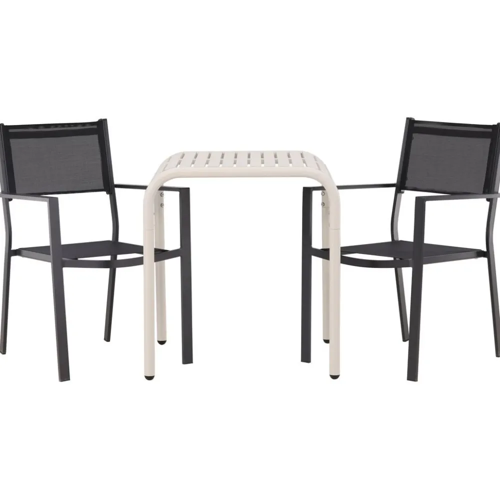 Venture Home Parvekeryhmä , 70x70cm beige Borneo-pöytä + 2 mustaa Copacabana-tuolia