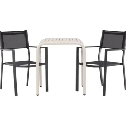 Venture Home Parvekeryhmä , 70x70cm beige Borneo-pöytä + 2 mustaa Copacabana-tuolia