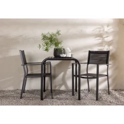 Venture Home Parvekeryhmä , 70x70cm beige Borneo-pöytä + 2 mustaa Copacabana-tuolia