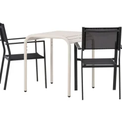 Venture Home Parvekeryhmä , 70x70cm beige Borneo-pöytä + 2 mustaa Copacabana-tuolia