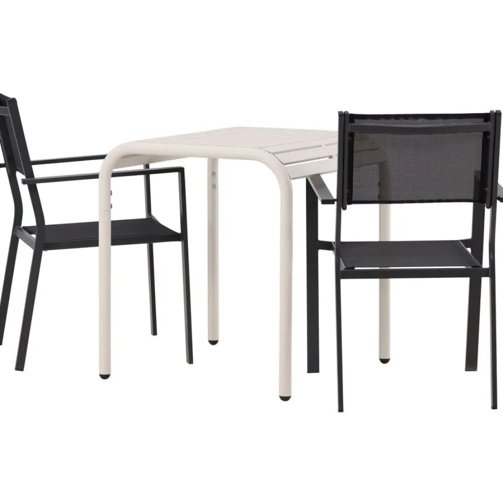 Venture Home Parvekeryhmä , 70x70cm beige Borneo-pöytä + 2 mustaa Copacabana-tuolia