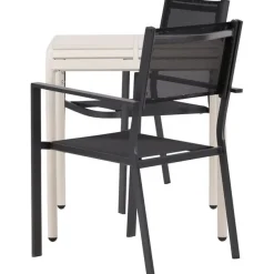 Venture Home Parvekeryhmä , 70x70cm beige Borneo-pöytä + 2 mustaa Copacabana-tuolia