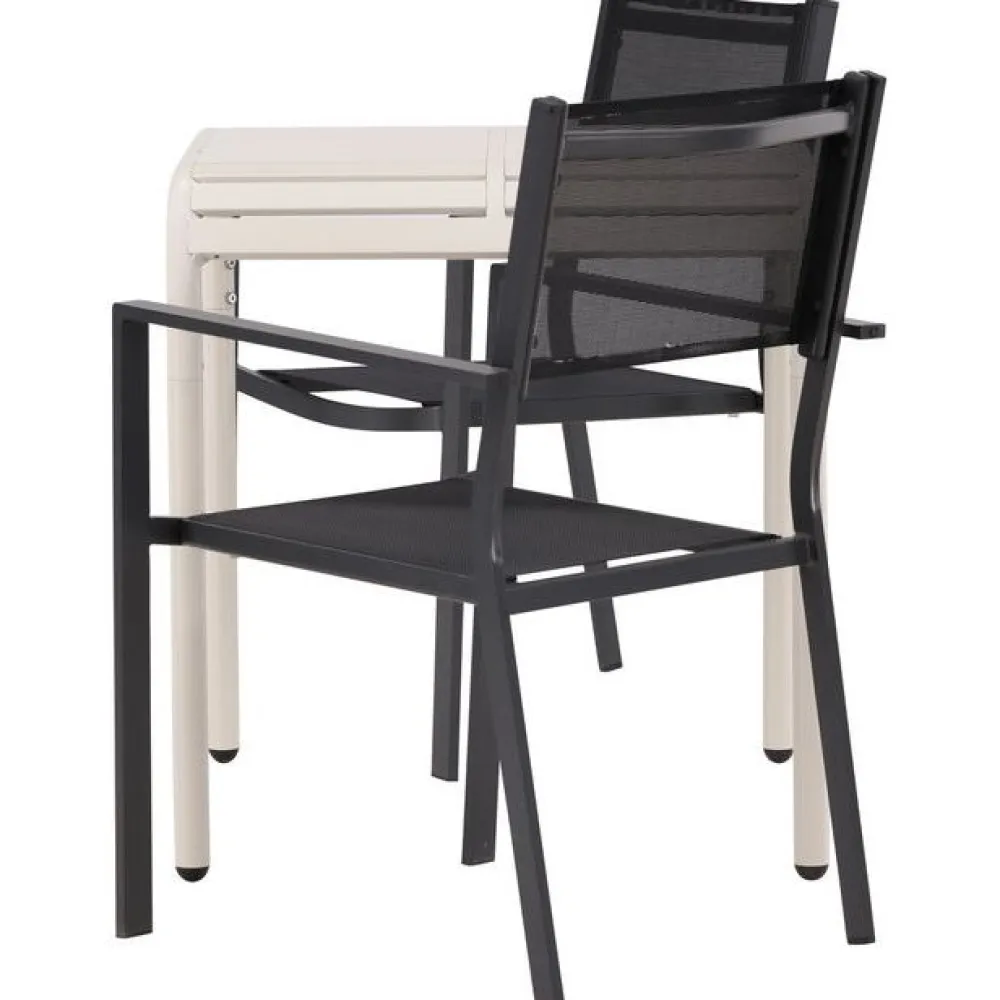 Venture Home Parvekeryhmä , 70x70cm beige Borneo-pöytä + 2 mustaa Copacabana-tuolia