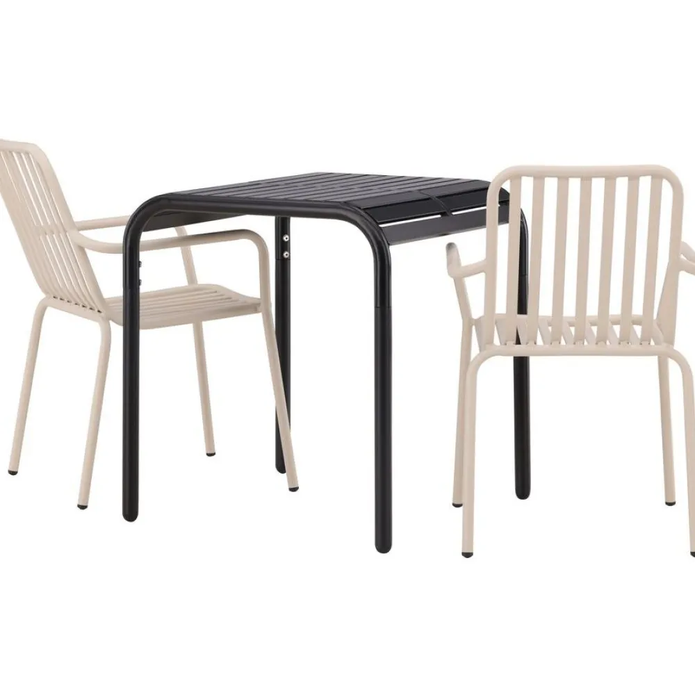 Clearance Venture Home Parvekeryhmä , 70x70cm beige Borneo-pöytä + 2 beigeä Peking-tuolia