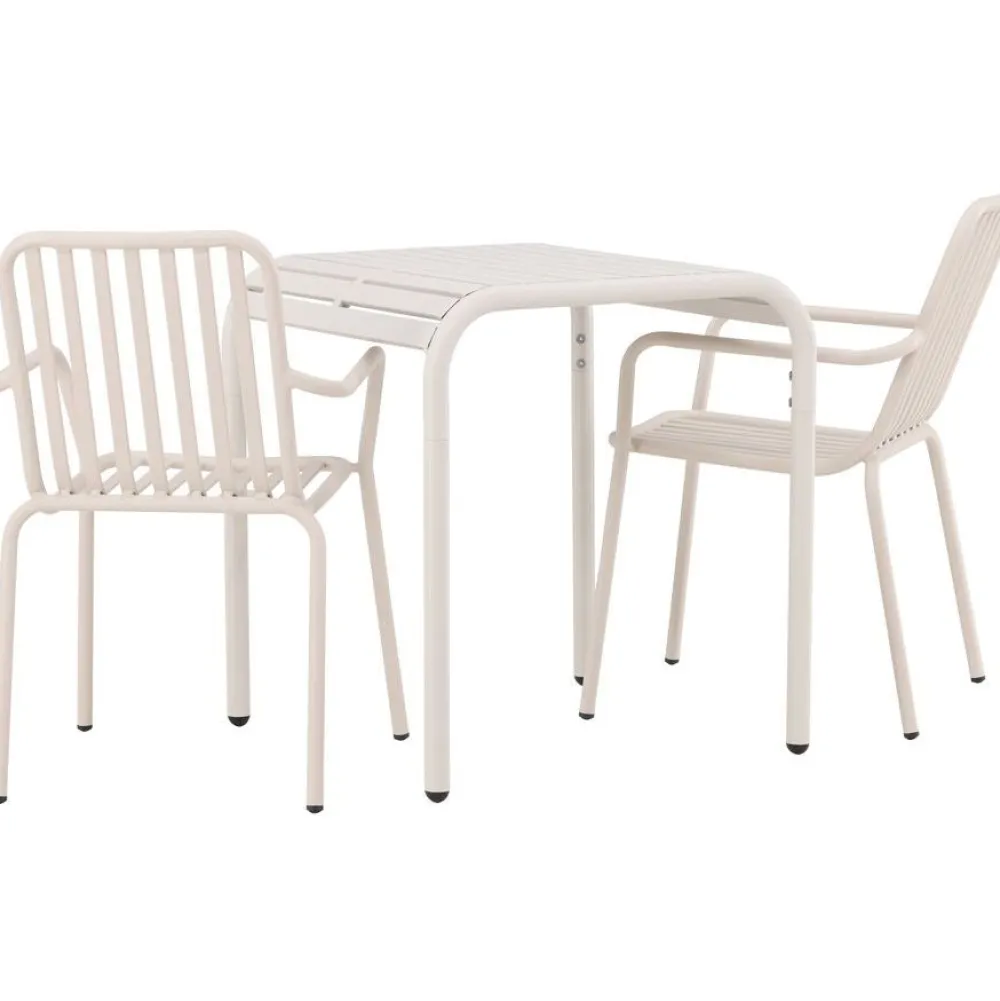 Clearance Venture Home Parvekeryhmä , 70x70cm beige Borneo-pöytä + 2 beigeä Peking-tuolia