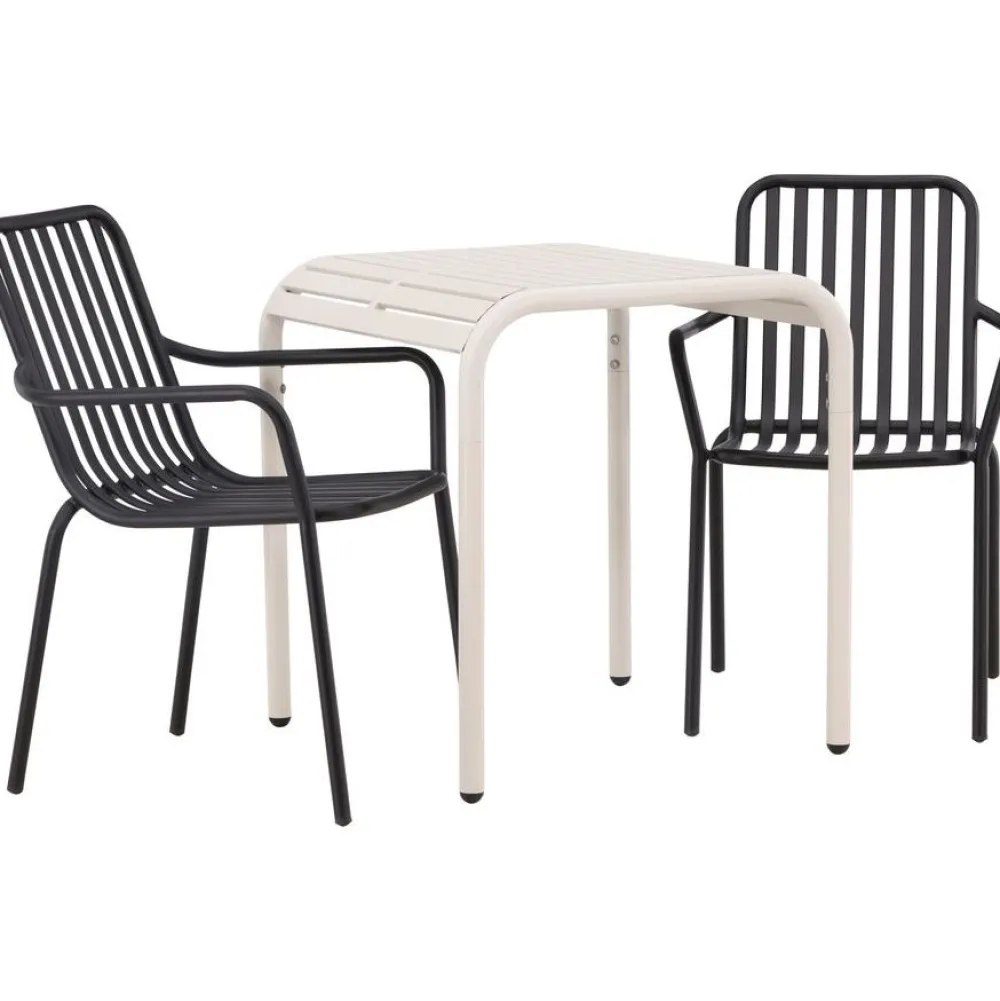 Clearance Venture Home Parvekeryhmä , 70x70cm beige Borneo-pöytä + 2 beigeä Peking-tuolia