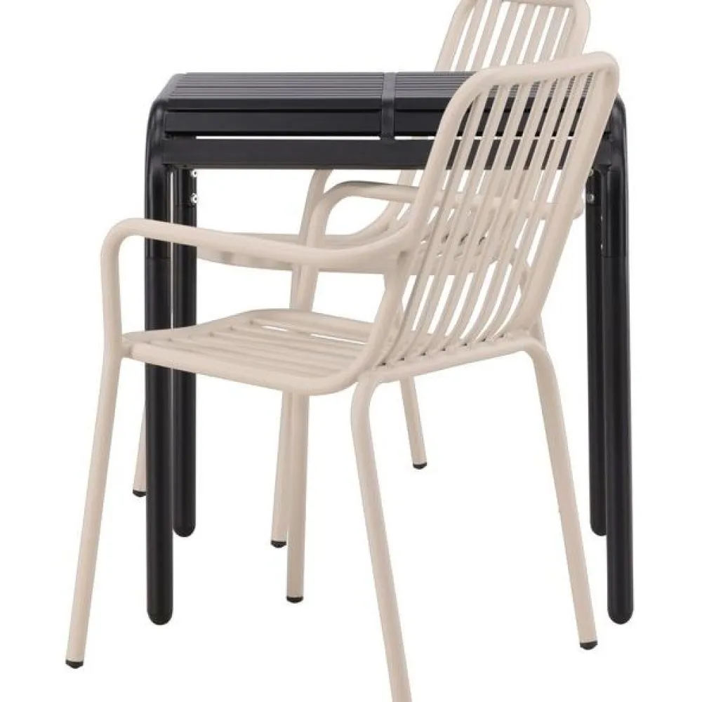 Clearance Venture Home Parvekeryhmä , 70x70cm beige Borneo-pöytä + 2 beigeä Peking-tuolia