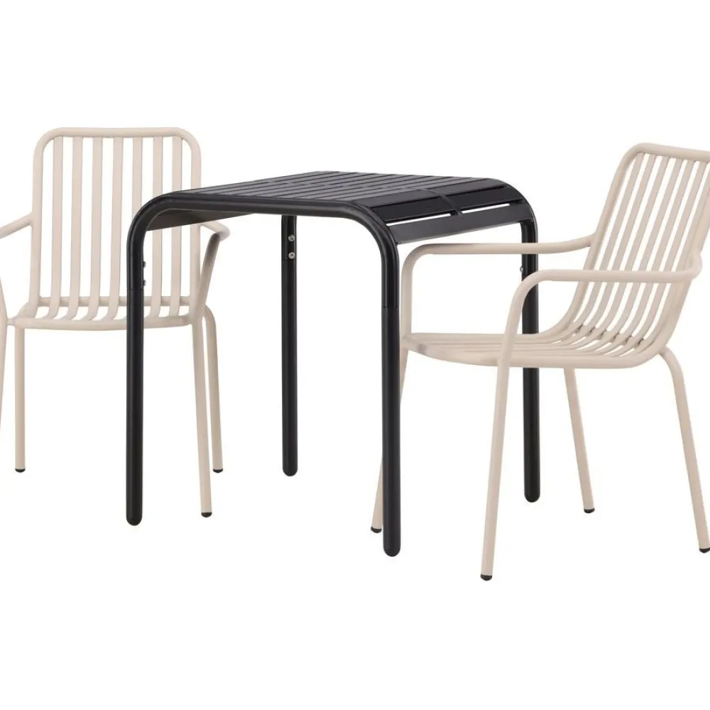 Clearance Venture Home Parvekeryhmä , 70x70cm beige Borneo-pöytä + 2 beigeä Peking-tuolia