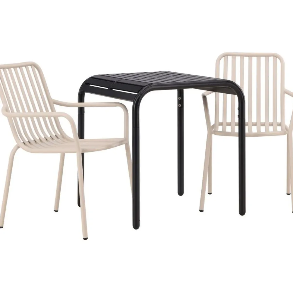 Clearance Venture Home Parvekeryhmä , 70x70cm beige Borneo-pöytä + 2 beigeä Peking-tuolia