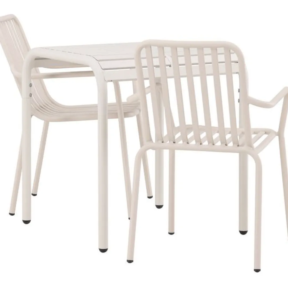 Clearance Venture Home Parvekeryhmä , 70x70cm beige Borneo-pöytä + 2 beigeä Peking-tuolia