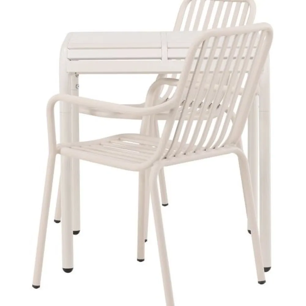 Clearance Venture Home Parvekeryhmä , 70x70cm beige Borneo-pöytä + 2 beigeä Peking-tuolia