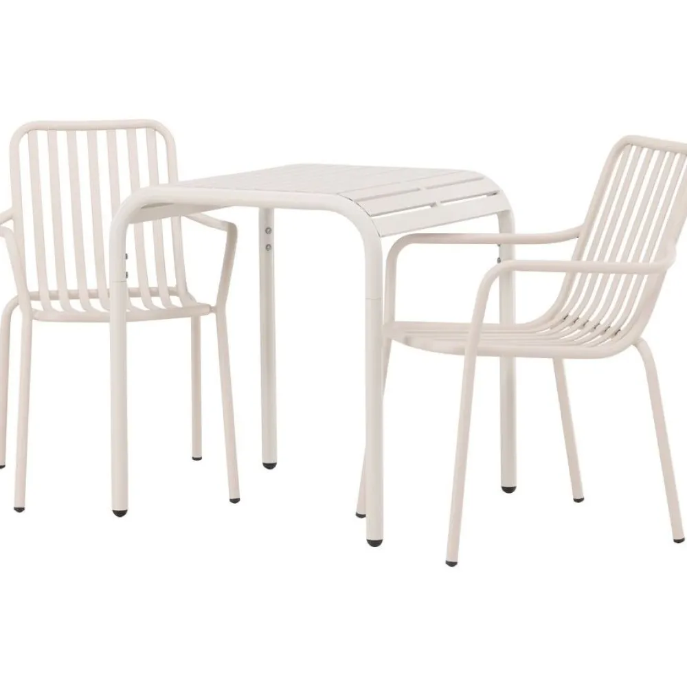 Clearance Venture Home Parvekeryhmä , 70x70cm beige Borneo-pöytä + 2 beigeä Peking-tuolia