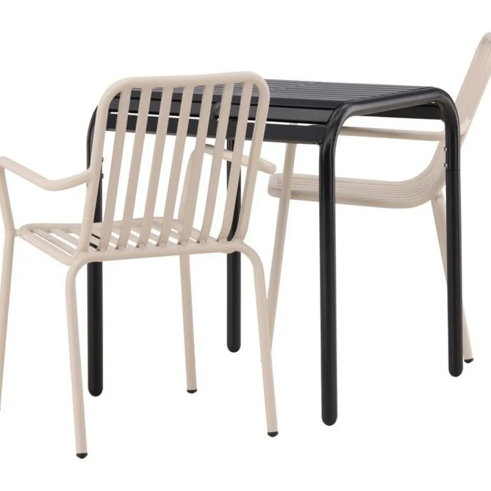 Clearance Venture Home Parvekeryhmä , 70x70cm beige Borneo-pöytä + 2 beigeä Peking-tuolia