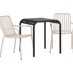 Clearance Venture Home Parvekeryhmä , 70x70cm beige Borneo-pöytä + 2 beigeä Peking-tuolia