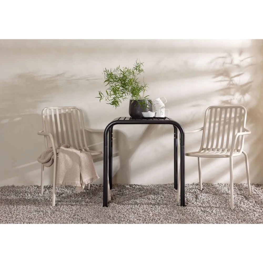 Clearance Venture Home Parvekeryhmä , 70x70cm beige Borneo-pöytä + 2 beigeä Peking-tuolia