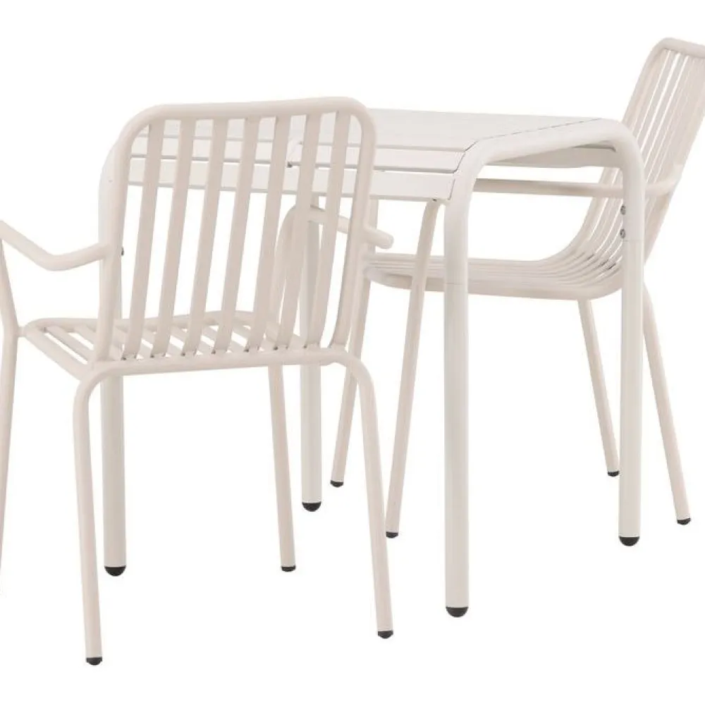 Clearance Venture Home Parvekeryhmä , 70x70cm beige Borneo-pöytä + 2 beigeä Peking-tuolia