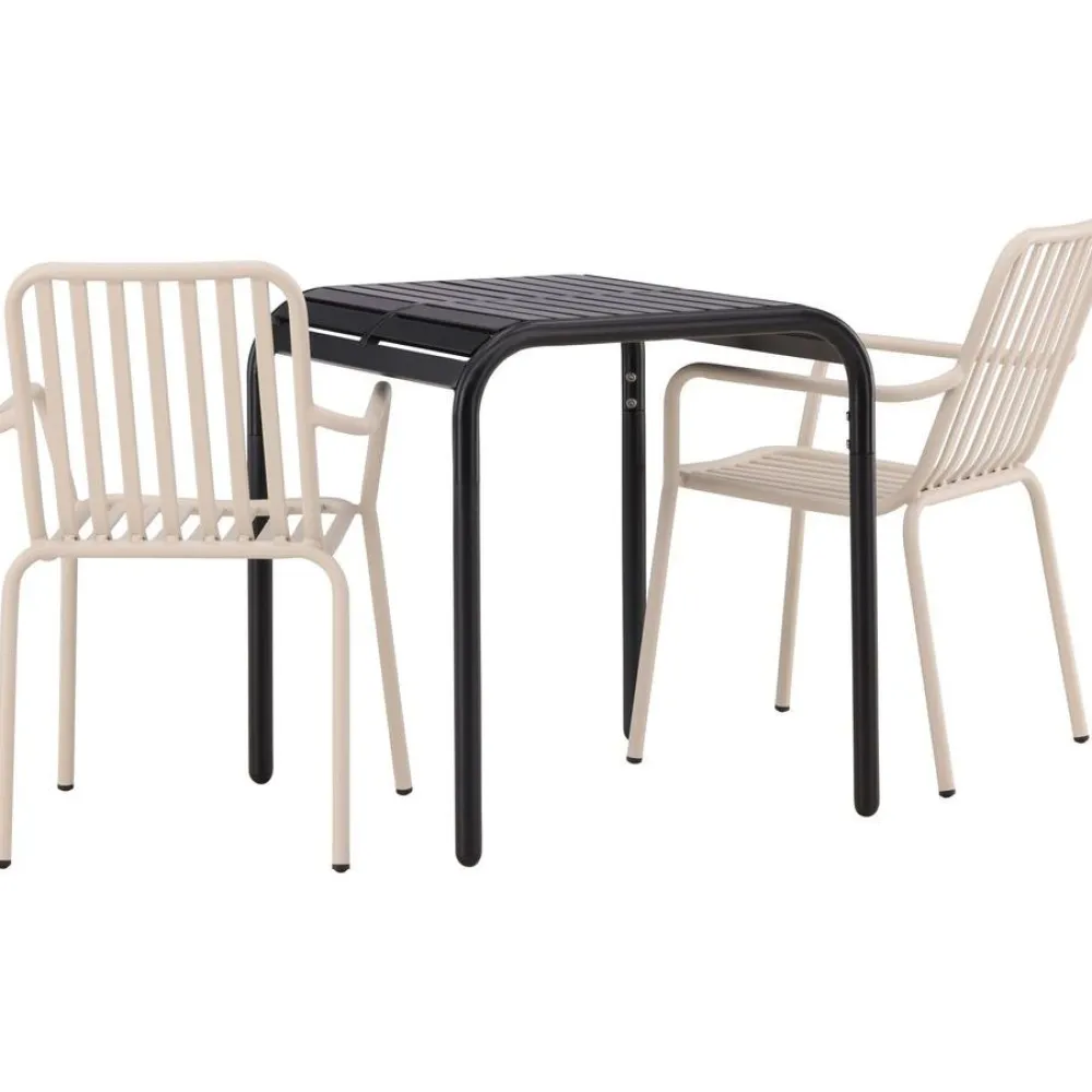 Clearance Venture Home Parvekeryhmä , 70x70cm beige Borneo-pöytä + 2 beigeä Peking-tuolia