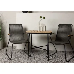 Venture Home Parvekeryhmä , 88x70cm Holmbeck-pöytä + 2 tummanharmaata Bois-tuolia