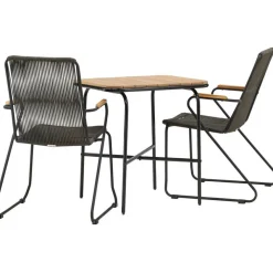 Venture Home Parvekeryhmä , 88x70cm Holmbeck-pöytä + 2 tummanharmaata Bois-tuolia