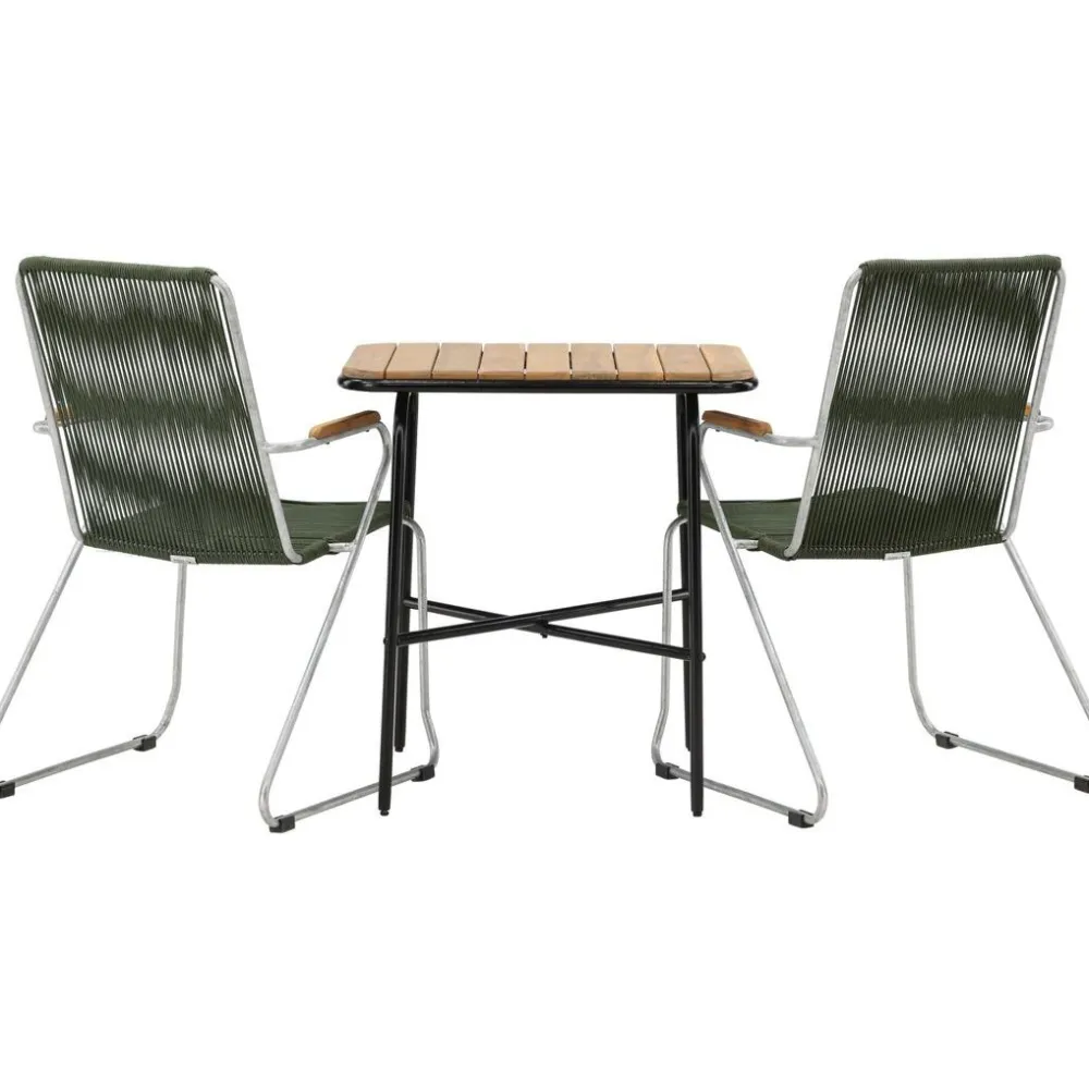 Venture Home Parvekeryhmä , 88x70cm Holmbeck-pöytä + 2 tummanharmaata Bois-tuolia