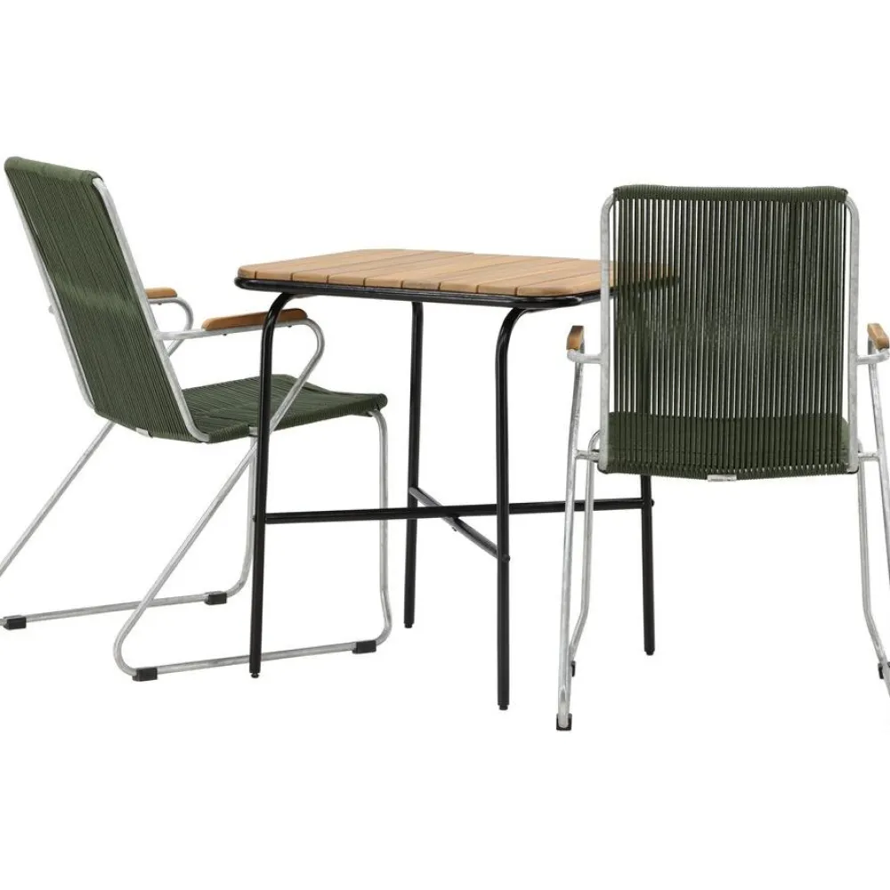 Venture Home Parvekeryhmä , 88x70cm Holmbeck-pöytä + 2 tummanharmaata Bois-tuolia