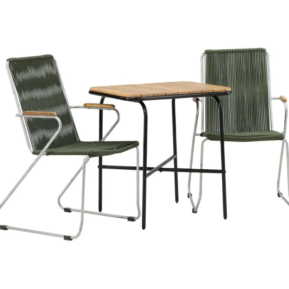 Venture Home Parvekeryhmä , 88x70cm Holmbeck-pöytä + 2 tummanharmaata Bois-tuolia