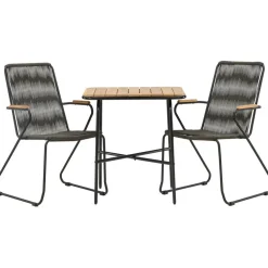 Venture Home Parvekeryhmä , 88x70cm Holmbeck-pöytä + 2 tummanharmaata Bois-tuolia