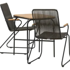 Venture Home Parvekeryhmä , 88x70cm Holmbeck-pöytä + 2 tummanharmaata Bois-tuolia