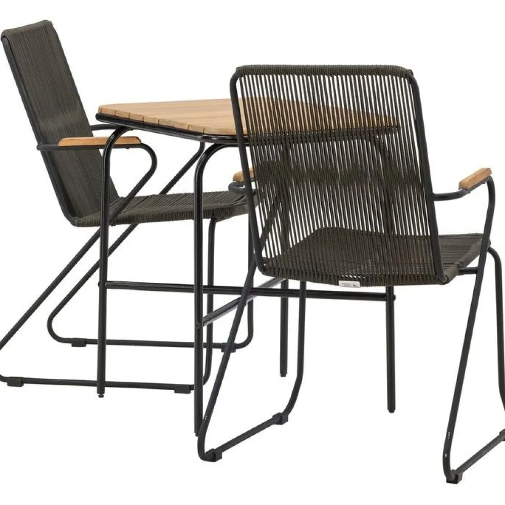 Venture Home Parvekeryhmä , 88x70cm Holmbeck-pöytä + 2 tummanharmaata Bois-tuolia