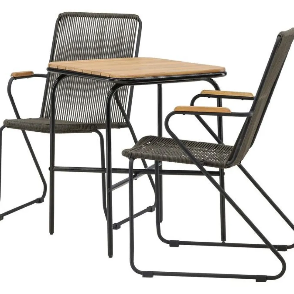 Venture Home Parvekeryhmä , 88x70cm Holmbeck-pöytä + 2 tummanharmaata Bois-tuolia
