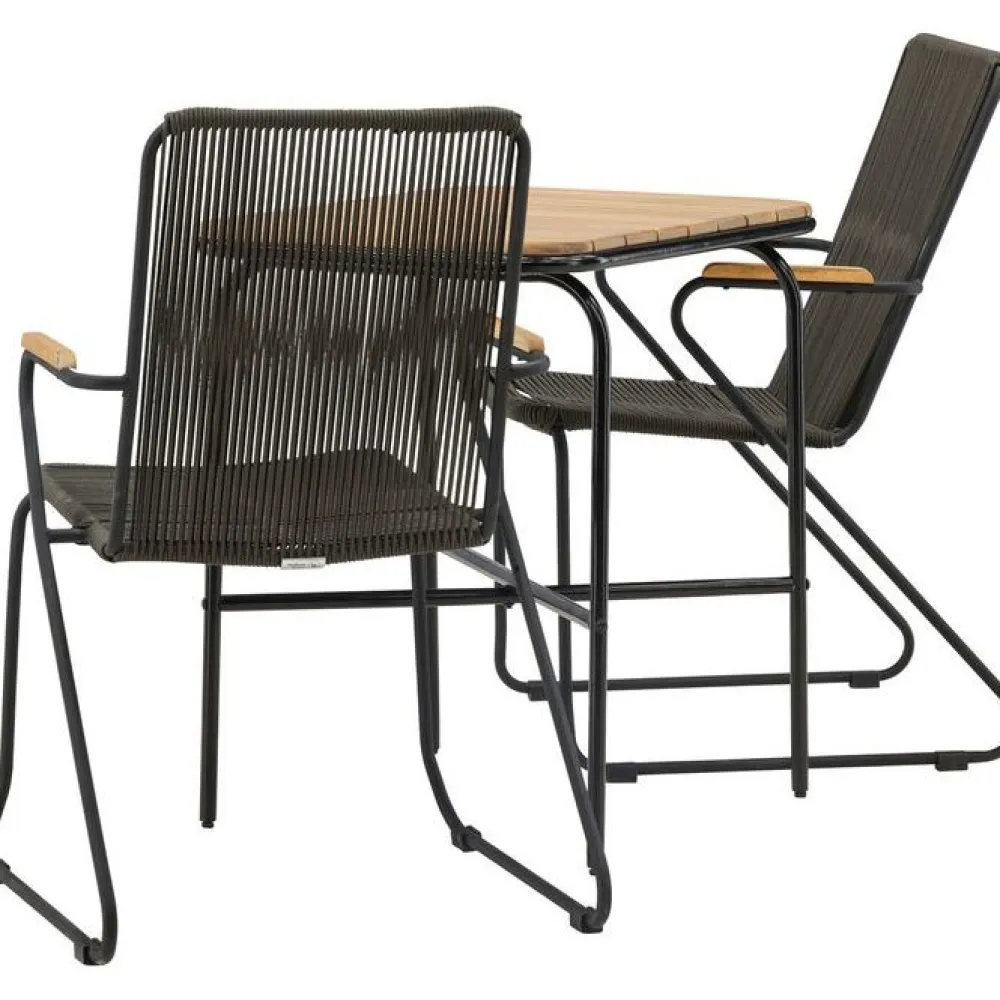 Venture Home Parvekeryhmä , 88x70cm Holmbeck-pöytä + 2 tummanharmaata Bois-tuolia