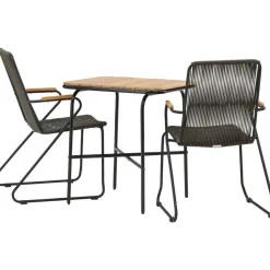 Venture Home Parvekeryhmä , 88x70cm Holmbeck-pöytä + 2 tummanharmaata Bois-tuolia