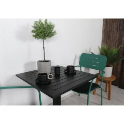 Venture Home Parvekeryhmä , 70x70cm Way-pöytä + 2 vihreää Nicke-tuolia