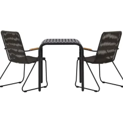 Online Venture Home Parvekeryhmä , 70x70cm musta Borneo-pöytä + 2 mustaa Bois-tuolia