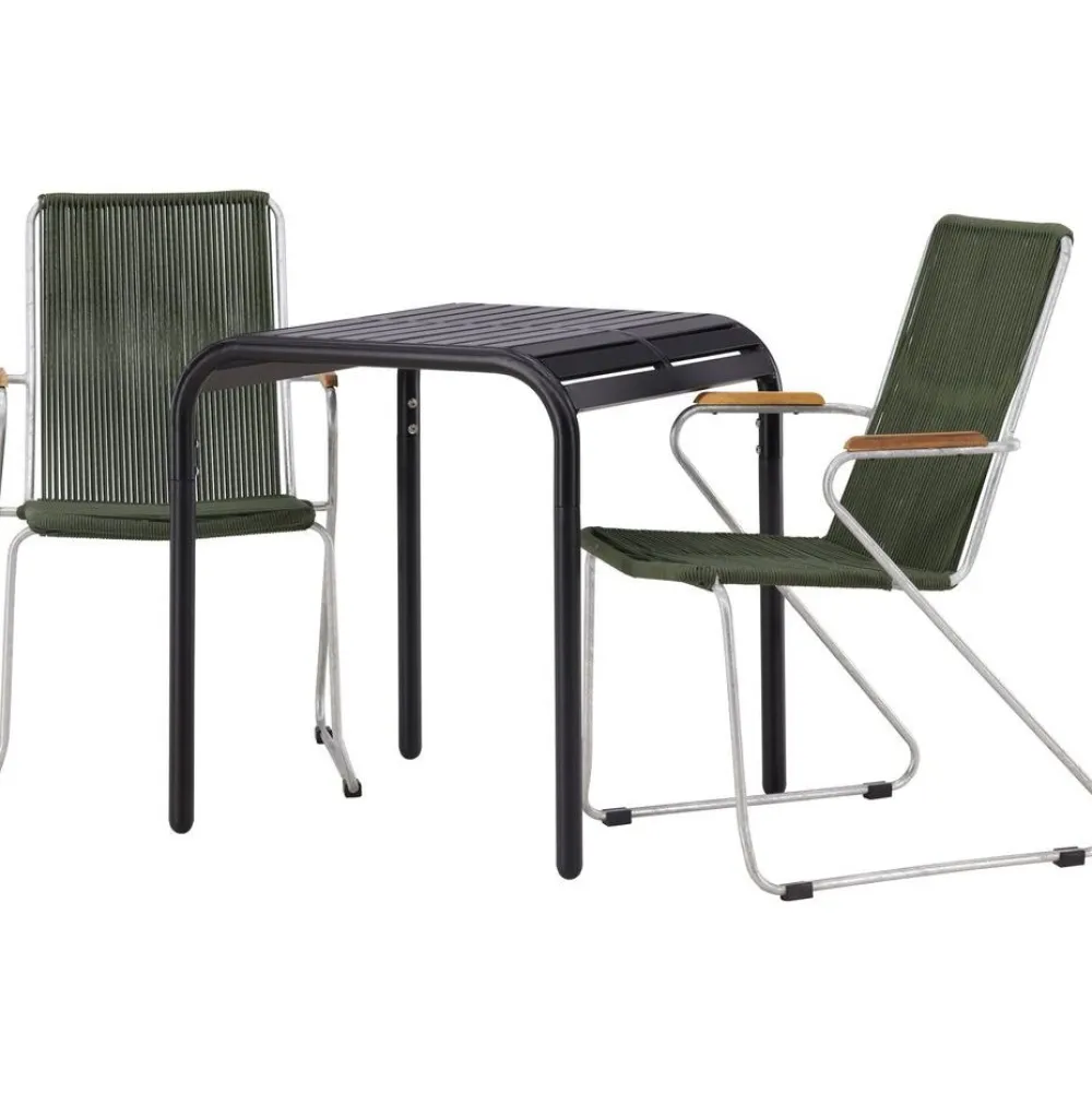 Online Venture Home Parvekeryhmä , 70x70cm musta Borneo-pöytä + 2 mustaa Bois-tuolia