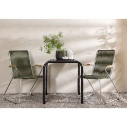 Online Venture Home Parvekeryhmä , 70x70cm musta Borneo-pöytä + 2 mustaa Bois-tuolia