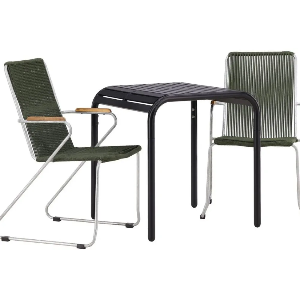 Online Venture Home Parvekeryhmä , 70x70cm musta Borneo-pöytä + 2 mustaa Bois-tuolia