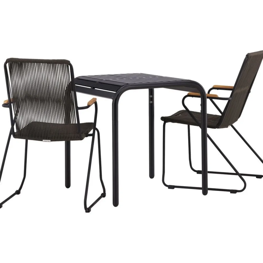 Online Venture Home Parvekeryhmä , 70x70cm musta Borneo-pöytä + 2 mustaa Bois-tuolia