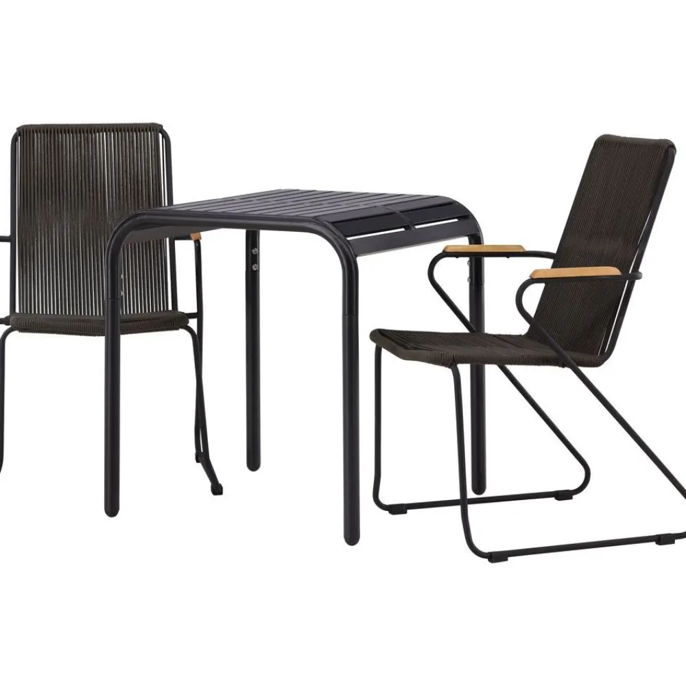 Online Venture Home Parvekeryhmä , 70x70cm musta Borneo-pöytä + 2 mustaa Bois-tuolia