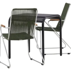 Online Venture Home Parvekeryhmä , 70x70cm musta Borneo-pöytä + 2 mustaa Bois-tuolia