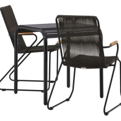 Online Venture Home Parvekeryhmä , 70x70cm musta Borneo-pöytä + 2 mustaa Bois-tuolia