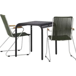 Online Venture Home Parvekeryhmä , 70x70cm musta Borneo-pöytä + 2 mustaa Bois-tuolia