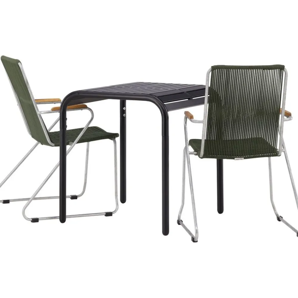 Online Venture Home Parvekeryhmä , 70x70cm musta Borneo-pöytä + 2 mustaa Bois-tuolia