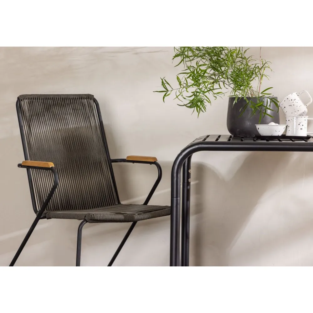 Online Venture Home Parvekeryhmä , 70x70cm musta Borneo-pöytä + 2 mustaa Bois-tuolia